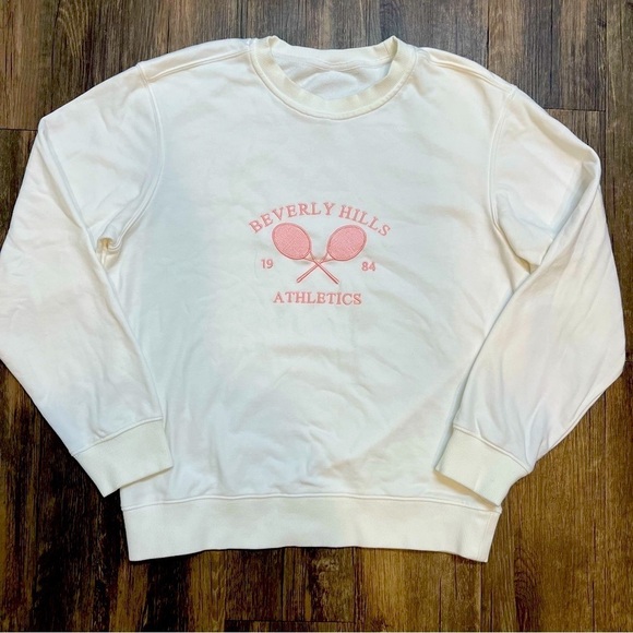 Women’s Beverly Hills Athletics White Pink Long Sleeves Sweatshirt Tennis Size S - Picture 4 of 8